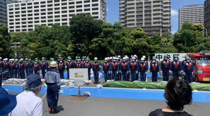 中央区・消防合同水防訓練が開催！雨季を前に水防に関する意識向上を