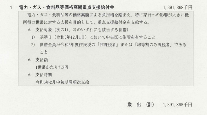 【12月補正】電力・ガス・食料品等価格高騰重点支援給付金（7万円）・子育て世帯への給付金（5万円）支給について